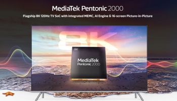 MediaTek ประกาศเปิดตัวผลิตภัณฑ์ตระกูล Pentonic Smart TV พร้อม Pentonic 2000 รุ่นใหม่ สำหรับทีวี 8K 120Hz ระดับเรือธง ชิปเรือธงแบบรวมเข้าไว้ทุกอย่าง ที่รวมทั้งเอนจิ้น AI, MEMC, การถอดรหัส VVC และเทคโนโลยีภาพซ้อนภาพอันทรงพลัง