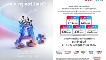 'ทรู คอร์ปอเรชั่น' เคาะดอกเบี้ยหุ้นกู้ชุดใหม่ 3.15 – 4.60% เสนอขายนักลงทุนทั่วไป ชูอันดับความน่าเชื่อถือ A+ คาดเปิดให้จองซื้อ 2-3 และ 6 พ.ย นี้