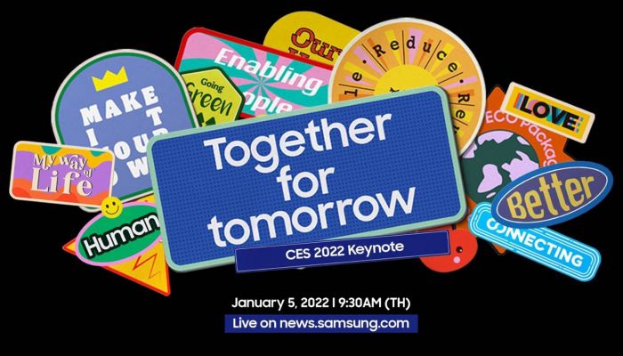 ซัมซุงเตรียมเผยวิสัยทัศน์แรกแห่งปี 'Together for Tomorrow' ในงาน CES 2022 รับชมพร้อมกัน 5 ม.ค. 65 เวลา 09.30 น.