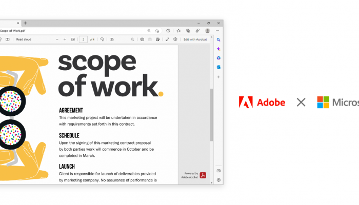 อะโดบีและไมโครซอฟต์ช่วยให้ผู้ใช้วินโดวส์ 1.4 พันล้านรายได้รับประสบการณ์ Acrobat PDF ระดับแนวหน้าของอุตสาหกรรมผ่าน Microsoft Edge