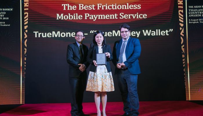 TrueMoney คว้ารางวัล “The Best Frictionless Mobile Payments Service” จากงาน The Asian Banker Thailand Country Awards ปี 2018
