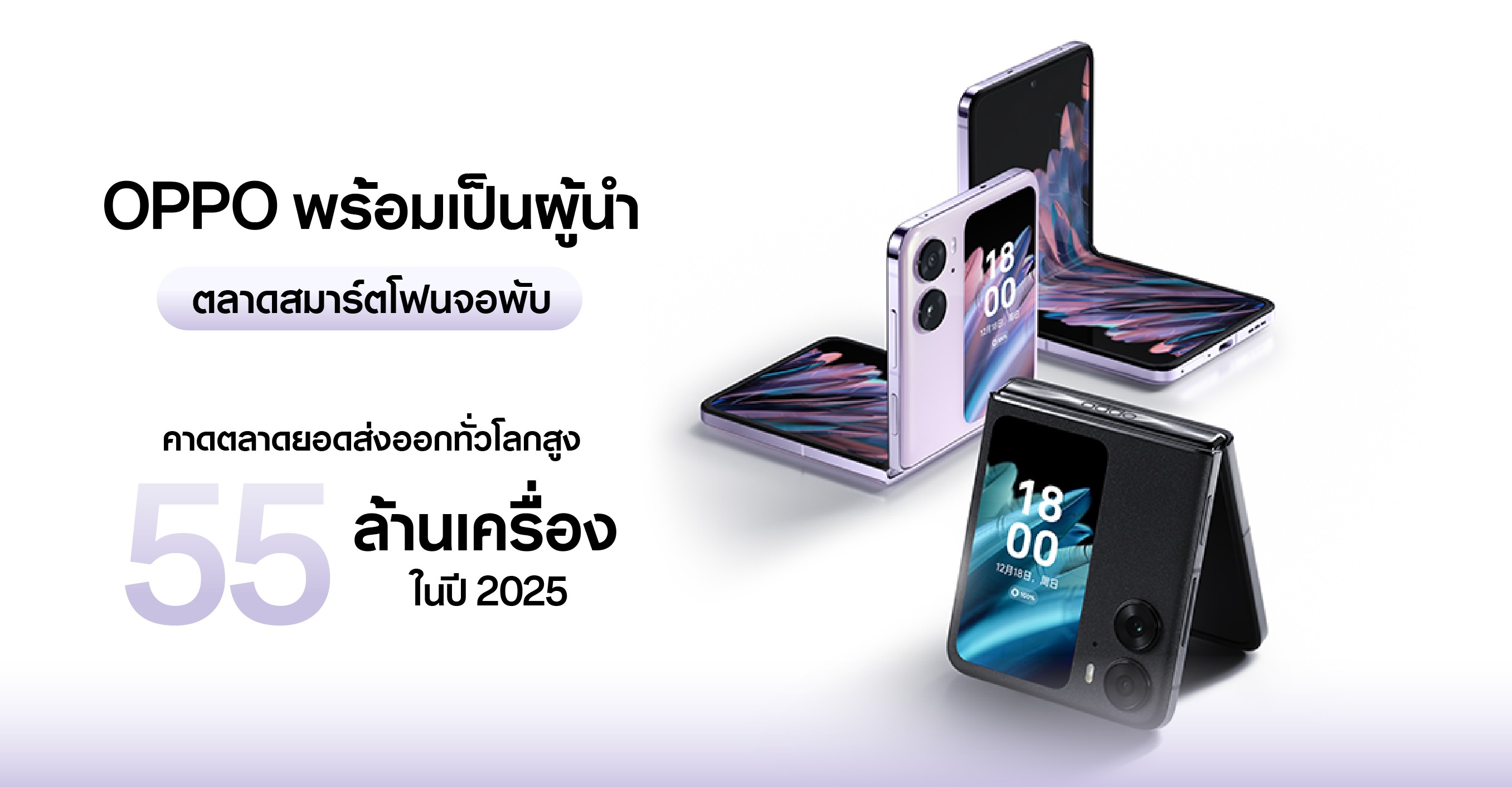 คาดตลาดสมาร์ตโฟนจอพับส่งออกทั่วโลกสูง 55 ล้านเครื่องในปี 2025 OPPO มอง