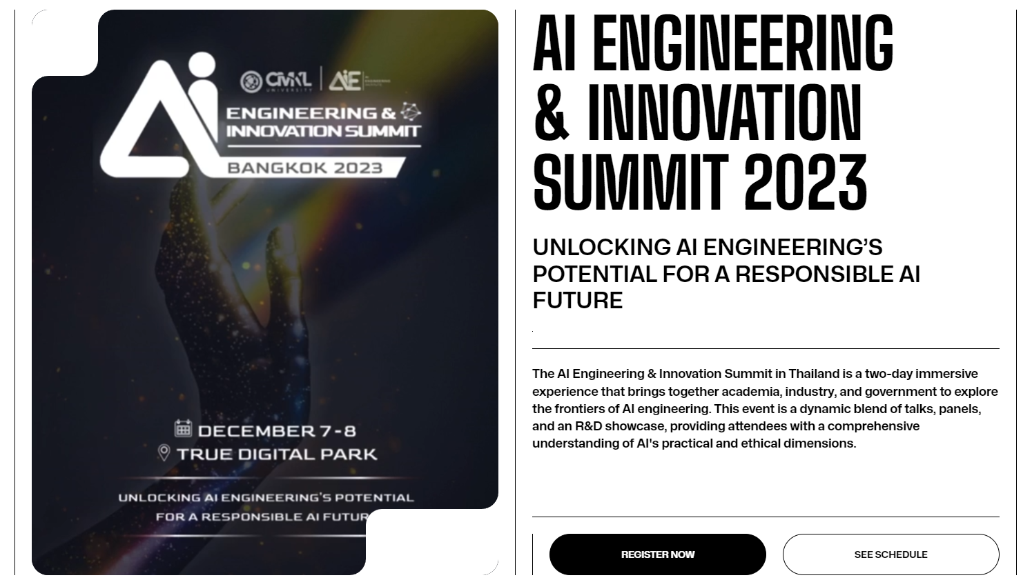 มหาวิทยาลัยซีเอ็มเคแอล (CMKL) ร่วมกับ สถาบันวิศวกรรมปัญญาประดิษฐ์ ชวนมาเตรียมความพร้อมและเก็บความรู้ ในงาน AI Engineering & Innovation Summit 2023