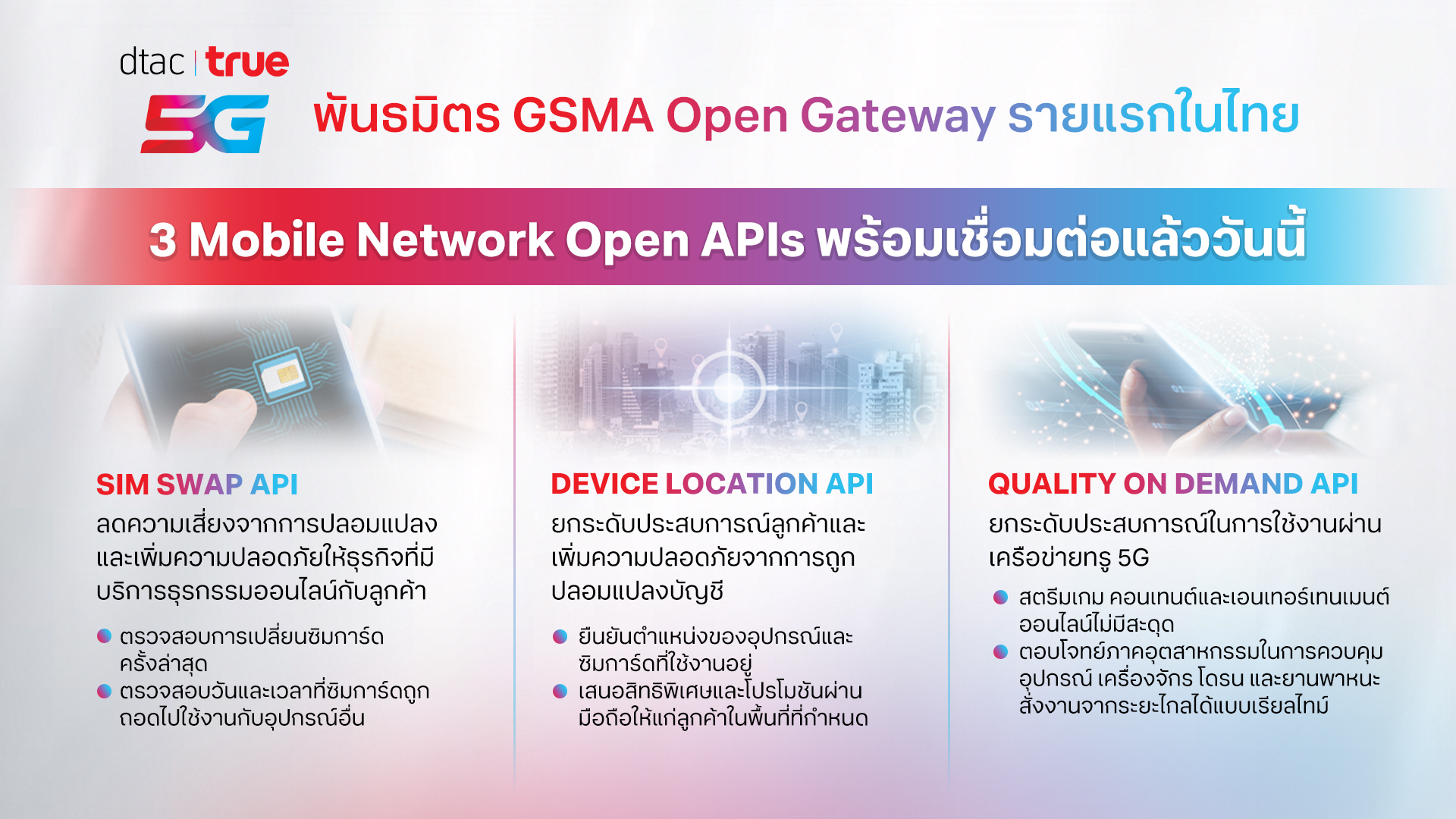 ทรู เปิดตัว SIM Swap, Device Location และ Quality on Demand API มาตรฐานโลก